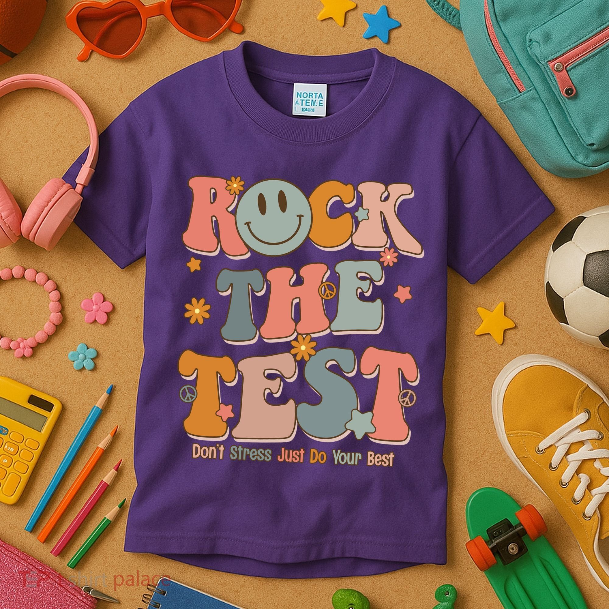 Rock The Test Dont Stress Just Do Your Best Kids T-Shirt