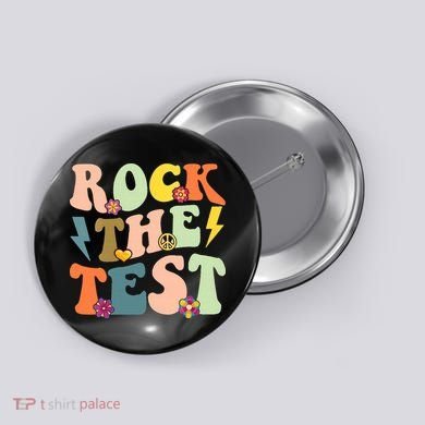 Rock The Test Groovy Design Funny Testing Day Teacher Button