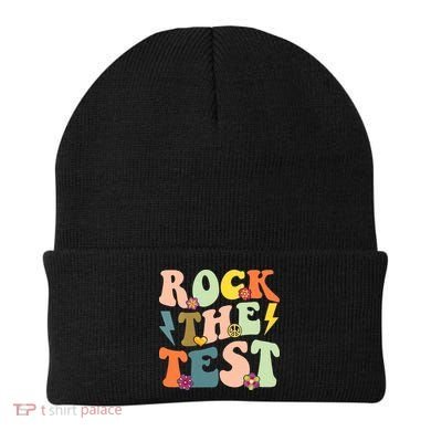 Rock The Test Groovy Design Funny Testing Day Teacher Beanie