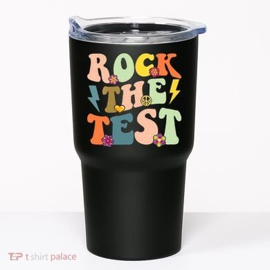 Rock The Test Groovy Design Funny Testing Day Teacher Tumbler