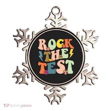 Rock The Test Groovy Design Funny Testing Day Teacher Ornament