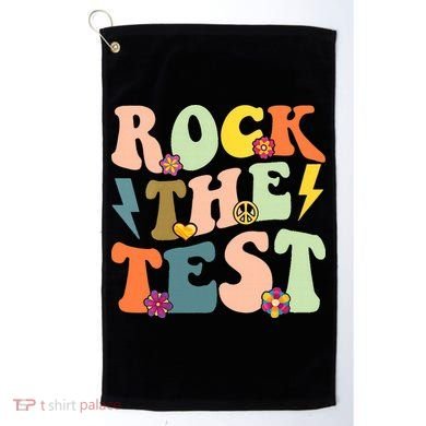 Rock The Test Groovy Design Funny Testing Day Teacher Golf Towel