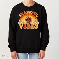 Retro Thanksgiving Thankful Vibes Turkey Sunset Women's Sweatshirt thumb 0