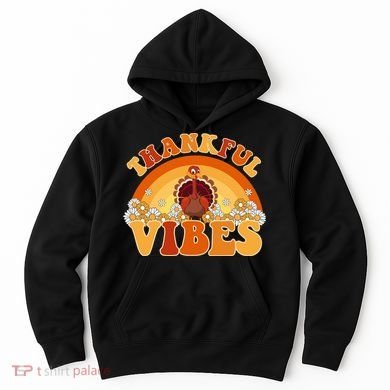 Retro Thanksgiving Thankful Vibes Turkey Sunset Hoodie