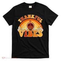 Retro Thanksgiving Thankful Vibes Turkey Sunset T-Shirt thumb 0
