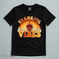 Retro Thanksgiving Thankful Vibes Turkey Sunset T-Shirt thumb 5