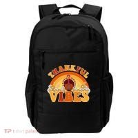 Retro Thanksgiving Thankful Vibes Turkey Sunset Backpack thumb 0
