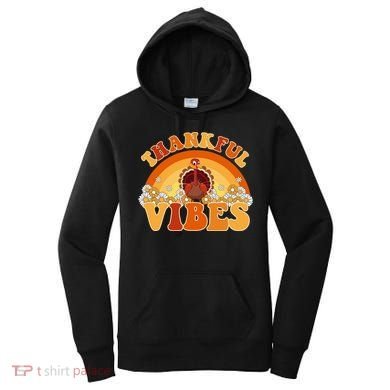 Retro Thanksgiving Thankful Vibes Turkey Sunset Women's Hoodie