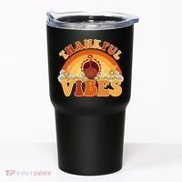 Retro Thanksgiving Thankful Vibes Turkey Sunset Tumbler thumb 0
