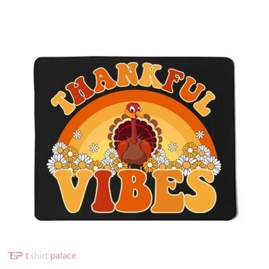 Retro Thanksgiving Thankful Vibes Turkey Sunset Mousepad
