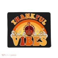 Retro Thanksgiving Thankful Vibes Turkey Sunset Mousepad thumb 0