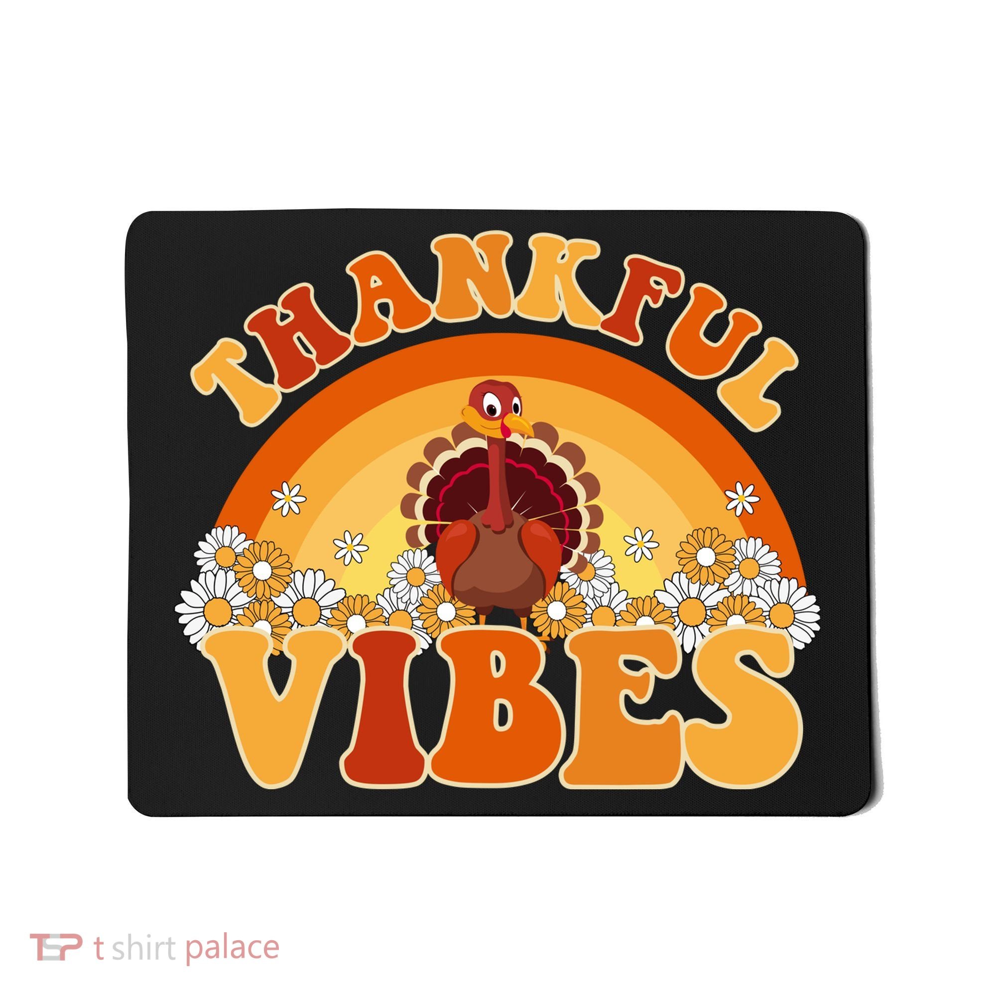 Retro Thanksgiving Thankful Vibes Turkey Sunset Mousepad