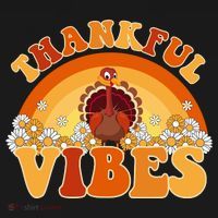 Retro Thanksgiving Thankful Vibes Turkey Sunset Mousepad thumb 1