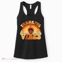 Retro Thanksgiving Thankful Vibes Turkey Sunset Women's Tank Top thumb 0