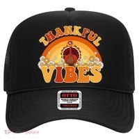 Retro Thanksgiving Thankful Vibes Turkey Sunset Hat thumb 0