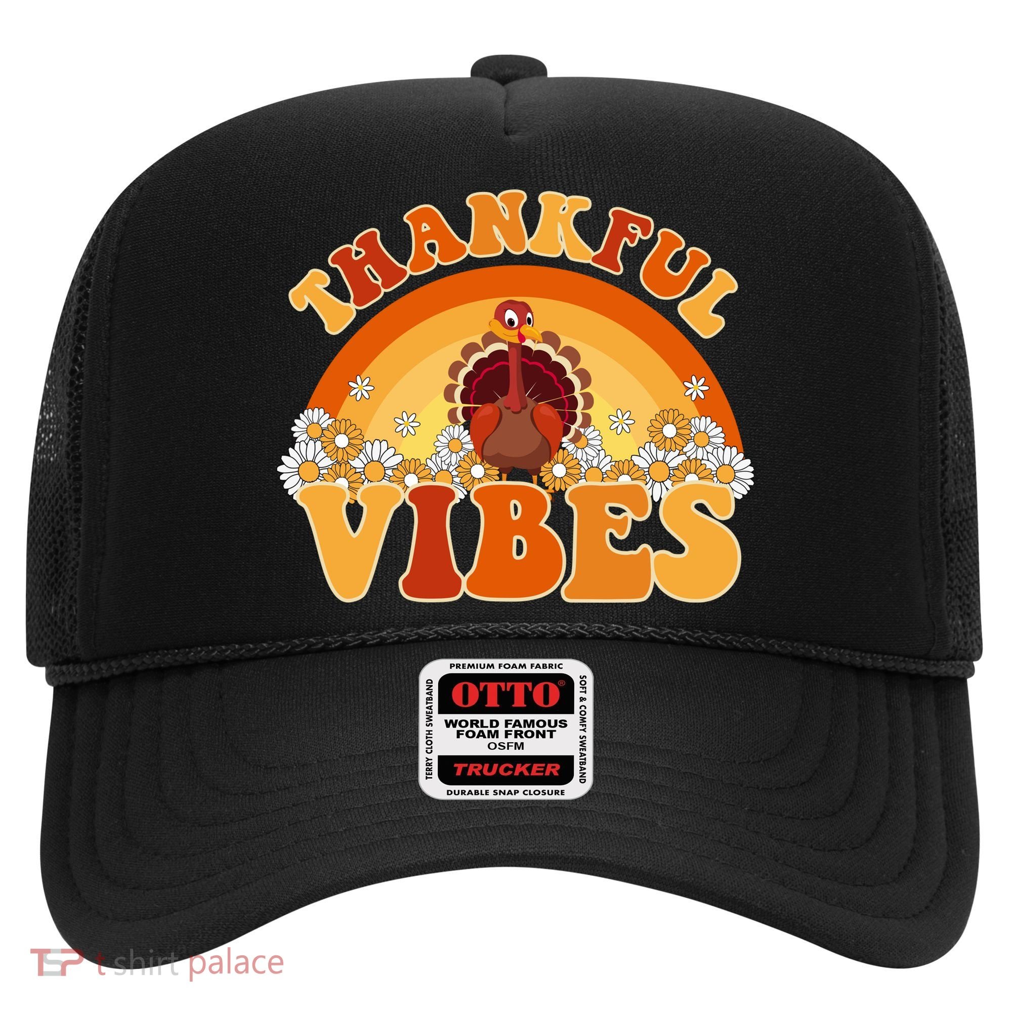 Retro Thanksgiving Thankful Vibes Turkey Sunset Hat