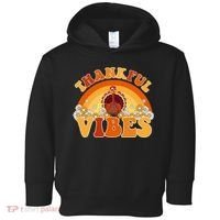 Retro Thanksgiving Thankful Vibes Turkey Sunset Toddler Hoodie thumb 0