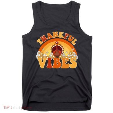 Retro Thanksgiving Thankful Vibes Turkey Sunset Tank Top