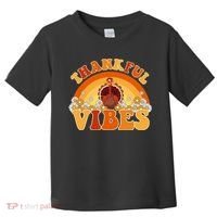 Retro Thanksgiving Thankful Vibes Turkey Sunset Toddler T-Shirt thumb 0