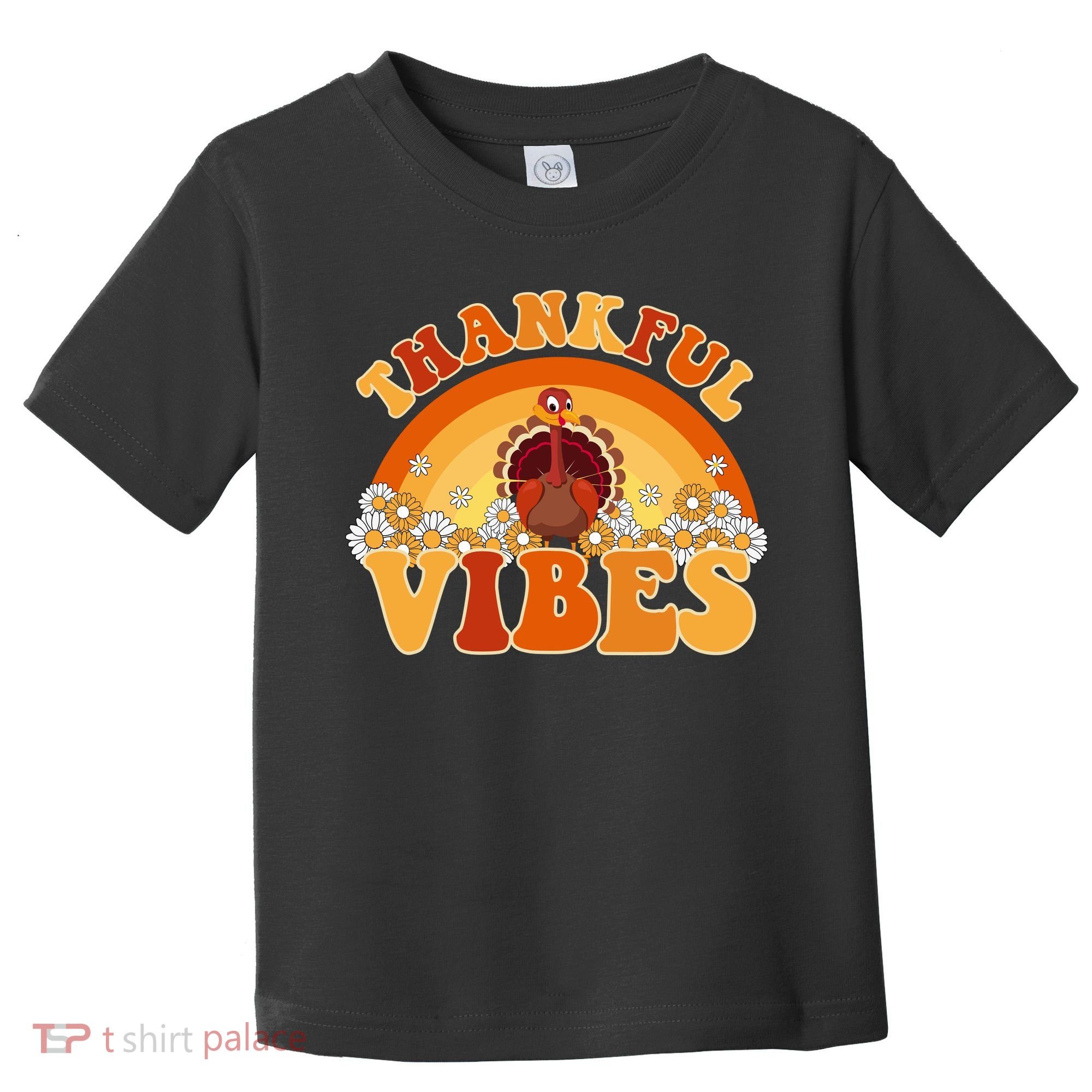 Retro Thanksgiving Thankful Vibes Turkey Sunset Toddler T-Shirt