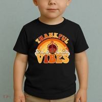 Retro Thanksgiving Thankful Vibes Turkey Sunset Toddler T-Shirt thumb 2