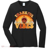 Retro Thanksgiving Thankful Vibes Turkey Sunset Women's Long Sleeve Shirt thumb 0