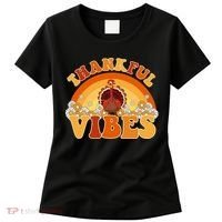 Retro Thanksgiving Thankful Vibes Turkey Sunset Women's T-Shirt thumb 0