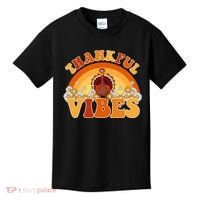 Retro Thanksgiving Thankful Vibes Turkey Sunset Kids T-Shirt thumb 0