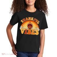 Retro Thanksgiving Thankful Vibes Turkey Sunset Kids T-Shirt thumb 2