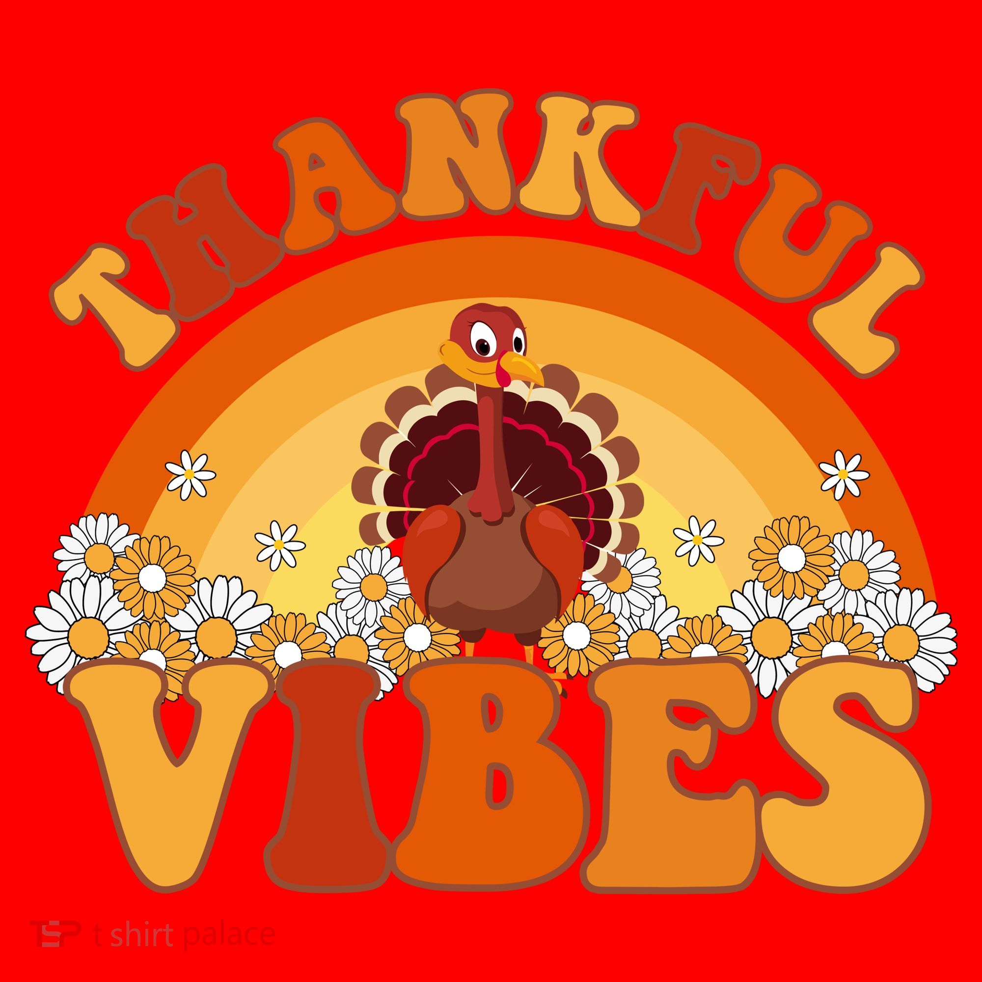 Retro Thanksgiving Thankful Vibes Turkey Sunset Santa Hat