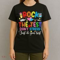 Rock The Test Don't Stress Do Your Best Testing Day Teacher  T-Shirt thumb 4