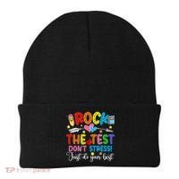 Rock The Test Don't Stress Do Your Best Testing Day Teacher  Beanie thumb 0