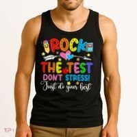 Rock The Test Don't Stress Do Your Best Testing Day Teacher  Tank Top thumb 3