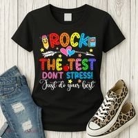 Rock The Test Don't Stress Do Your Best Testing Day Teacher  Women's T-Shirt thumb 3