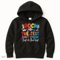 Rock The Test Don't Stress Do Your Best Testing Day Teacher  Kids Hoodie thumb 0
