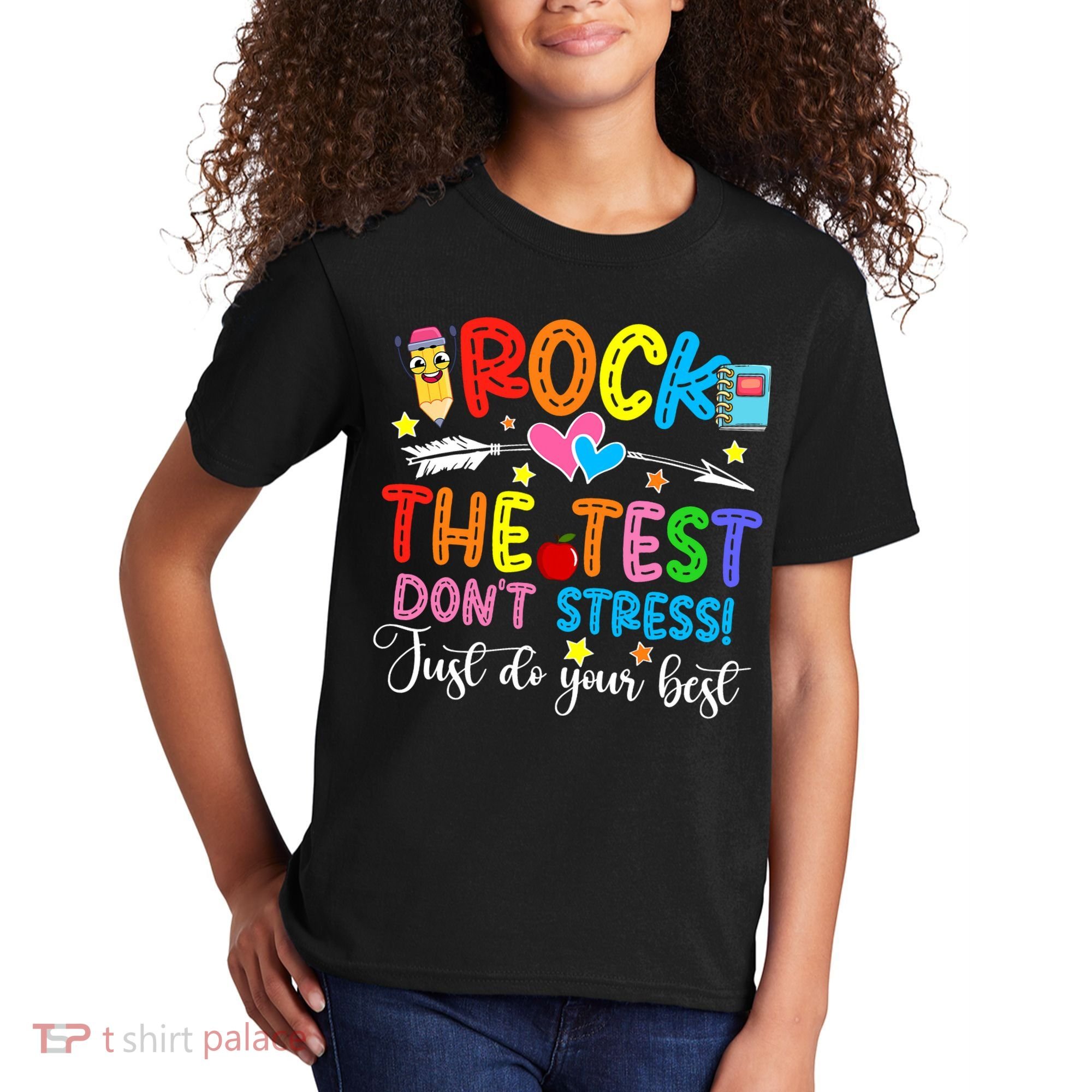 Rock The Test Don't Stress Do Your Best Testing Day Teacher  Kids T-Shirt