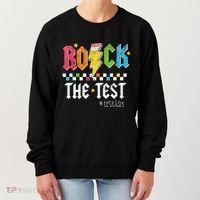 Rock The Test Testing Day Retro Motivational Teacher Women's Sweatshirt thumb 0