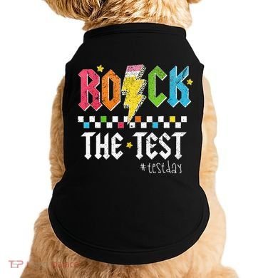 Rock The Test Testing Day Retro Motivational Teacher Doggie Tank