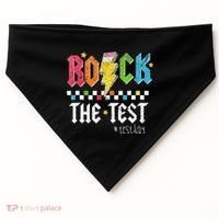Rock The Test Testing Day Retro Motivational Teacher USA-Made Doggie Bandana thumb 0