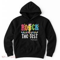 Rock The Test Testing Day Retro Motivational Teacher Hoodie thumb 0