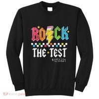 Rock The Test Testing Day Retro Motivational Teacher Sweatshirt thumb 0