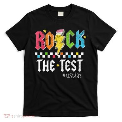 Rock The Test Testing Day Retro Motivational Teacher T-Shirt