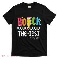 Rock The Test Testing Day Retro Motivational Teacher T-Shirt thumb 0