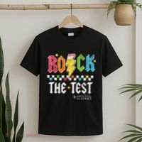 Rock The Test Testing Day Retro Motivational Teacher T-Shirt thumb 2
