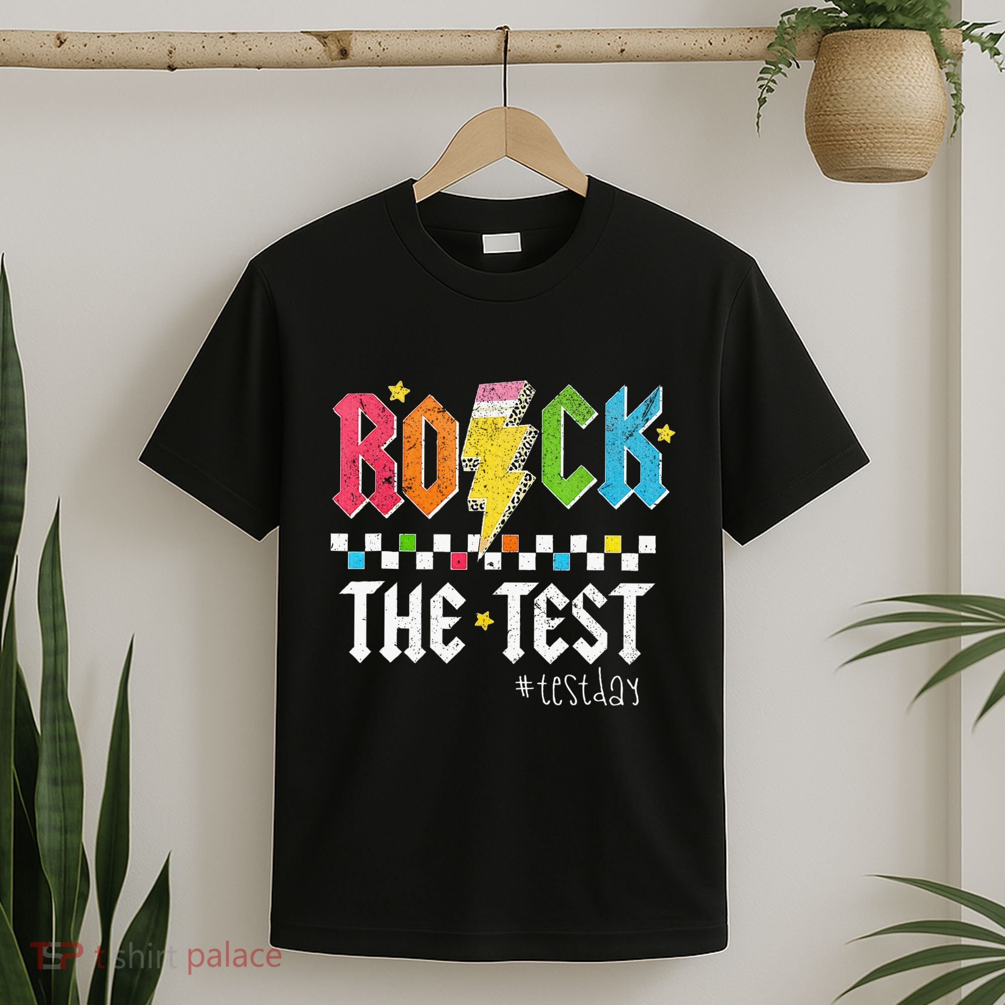 Rock The Test Testing Day Retro Motivational Teacher T-Shirt