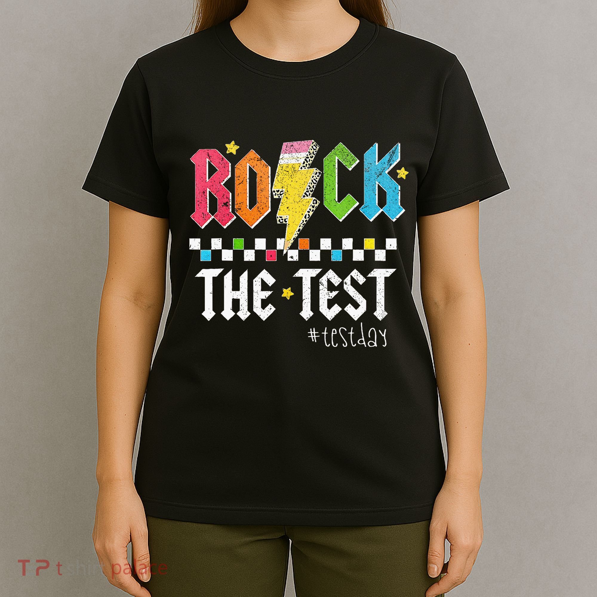Rock The Test Testing Day Retro Motivational Teacher T-Shirt
