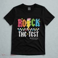 Rock The Test Testing Day Retro Motivational Teacher T-Shirt thumb 5