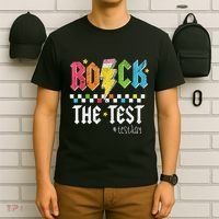 Rock The Test Testing Day Retro Motivational Teacher T-Shirt thumb 6