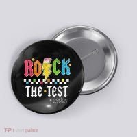 Rock The Test Testing Day Retro Motivational Teacher Button thumb 0