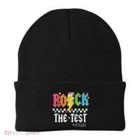 Rock The Test Testing Day Retro Motivational Teacher Beanie thumb 0